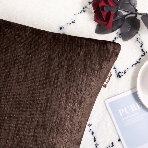 New Set of 2 Black Chenille Throw Pillow Covers 18x18” - Picture 5 of 7